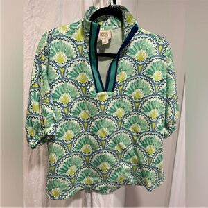 Emily McCarthy Poppy Green and Blue Patterned Women's Top